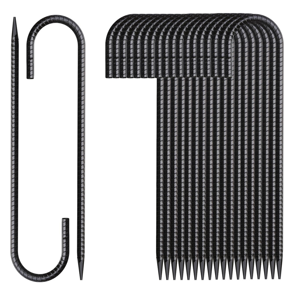 Mswy Rebar Stakes 12 Inch 20 Pack J Hook Ground Stakes Heavy Duty Chain Link Fence Stakes Galvanized Anchors Metal Tent Stakes F