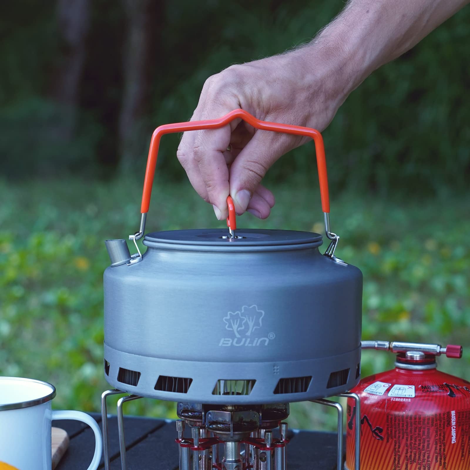 Bulin Camping Kettle 1.6L Heat Exchange Camp Tea Coffee Pot Lightweight Outdoor Hiking Gear Portable Teapot