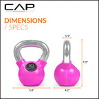 Cap Barbell Colored Rubber Coated Kettlebell With Chrome Handle, 10 Lb