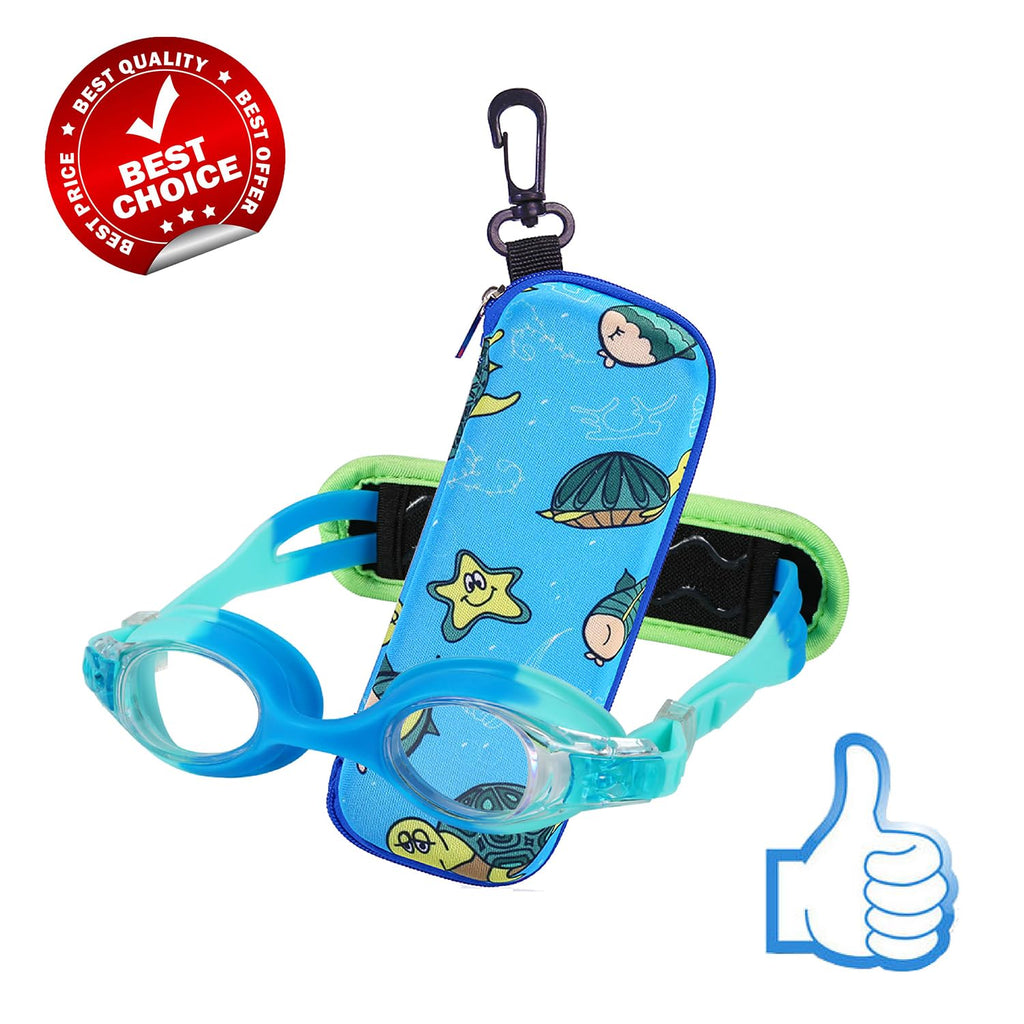 RUIGAO Kids Swim Goggles Age 2-6, Toddler Goggles No Hair Pull,UV Protection/Anti Fog/Padded HeadBand (1PK Kids -Blue & Blue)