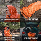 Artostravel Pack Of 6 Hooded Emergency Bivy Sack Survival Sleeping Bag Thermal Blanket  Waterproof Breathable For Camping, Hikin