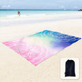 Sunlit Silky Soft 106''X81'' Boho Sand Proof Beach Blanket Sand Proof Mat With Corner Pockets And Mesh Bag For Beach Party, Trav