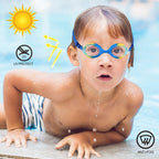Ruigao Kids Swim Goggles Age 2-6, Toddler Goggles No Hair Pull,Child Goggles Padded Headband (1Pk Jr - Green Dino)