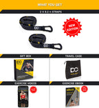 Double Circle Quick Adjust Numbered Straps For Gymnastic Rings - Carabiner System And Exercise Video Guide For Full Body Workout
