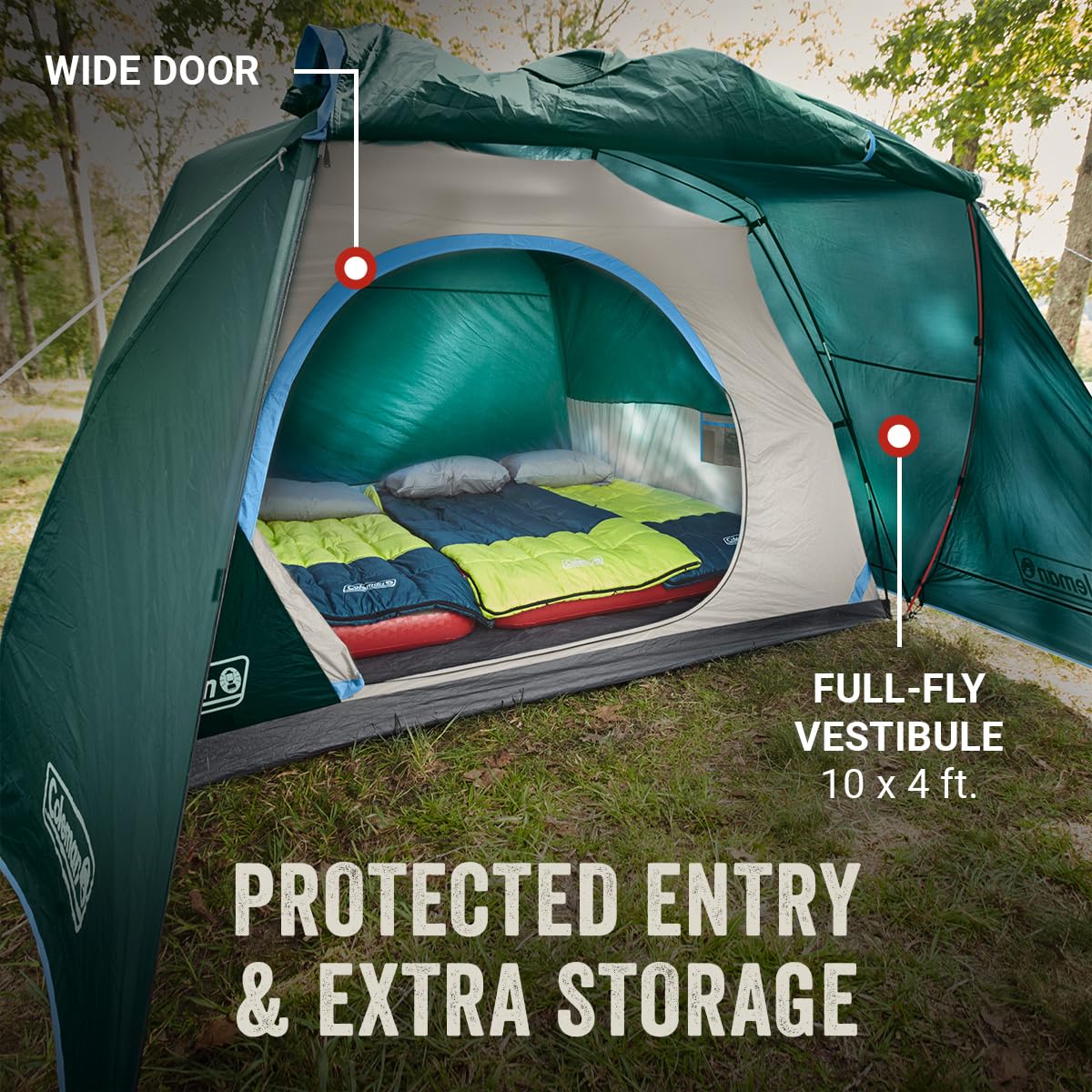 Coleman Skydome 6-Person Camping Tent | Full-Fly Vestibule, Evergreen