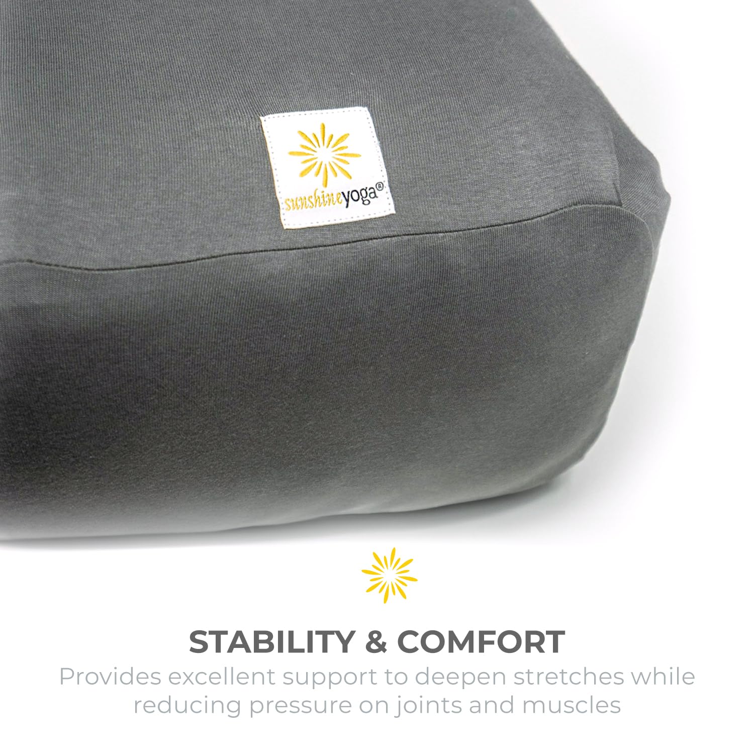 Sunshine Yoga Extra Firm Large Yoga Bolster, 24'' X 12'' X 6'' Restorative Yoga Pillow With Removable Cinched Cover, Rectangular