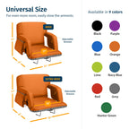 Reclining Stadium Seats For Bleachers With Back Support - Wide Bleacher Chair Cushion, Armrests, Large Pockets, And Multiple Saf