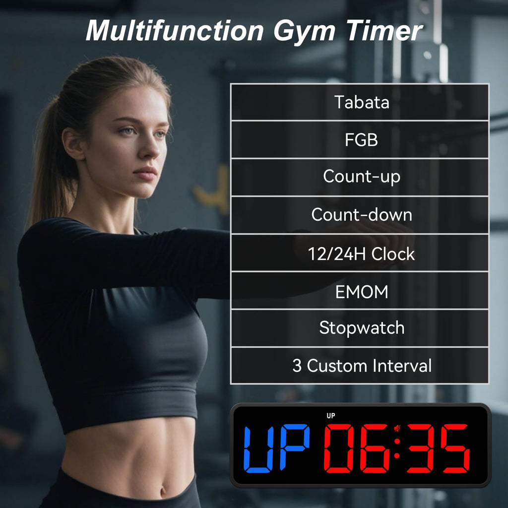 Acedeck Portable Gym Timer Clock: Fitness Digital Clock With Strong Magnet - Remote Control For Fitness Enthusiasts - Powerful B