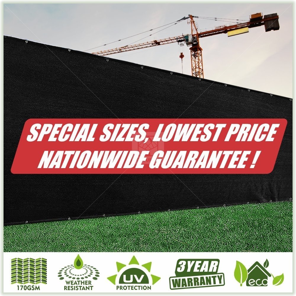 Colourtree Customized Size Fence Screen Privacy Screen Black 6 X 24 - Commercial Grade 170 Gsm - Heavy Duty - 3 Years Warranty -