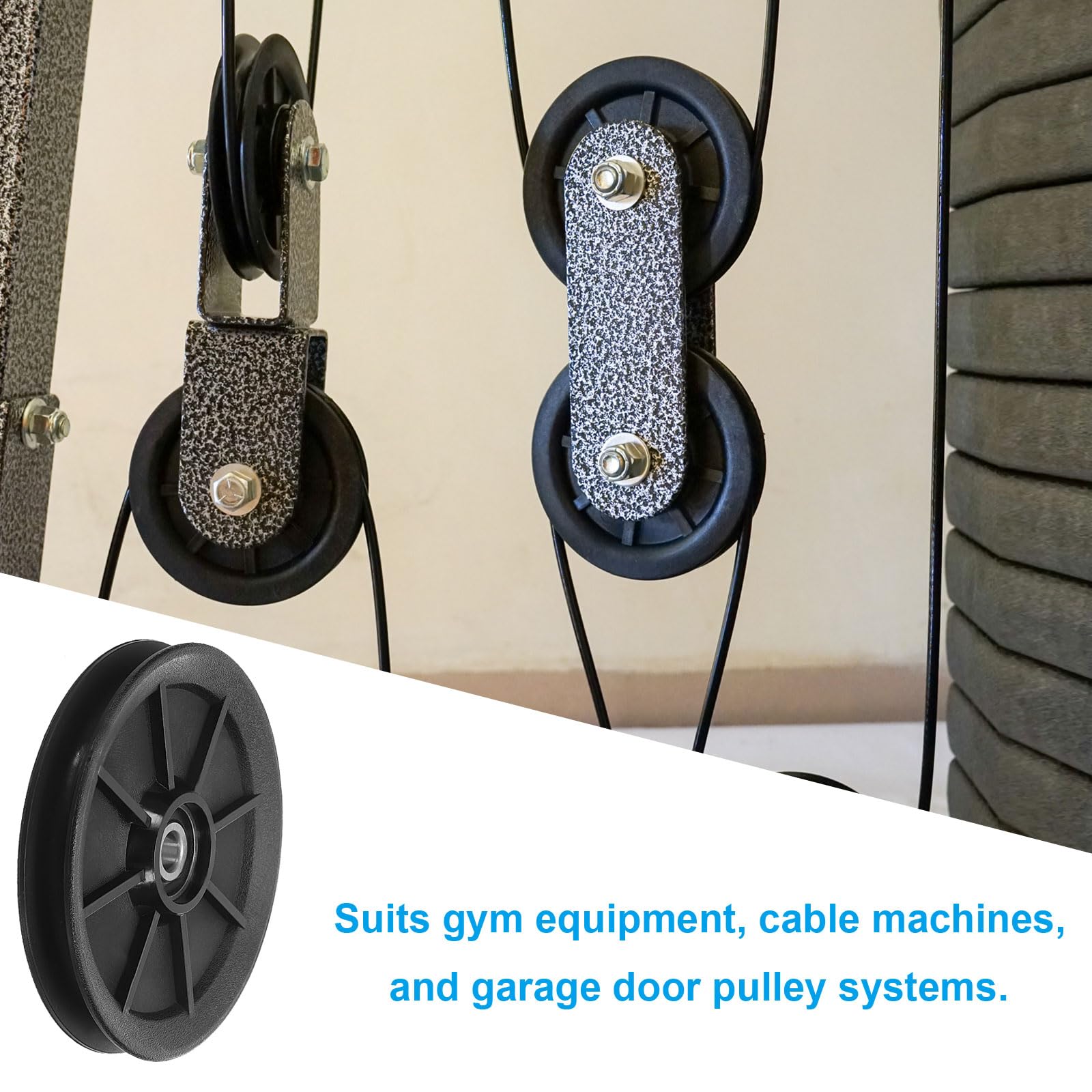 Patikil Universal Bearing Pulley Wheel 120Mm/4.7'', 4 Pack Nylon Bearing Pulley Wheel Lifting Bearing Wheel Replace For Gym Equi