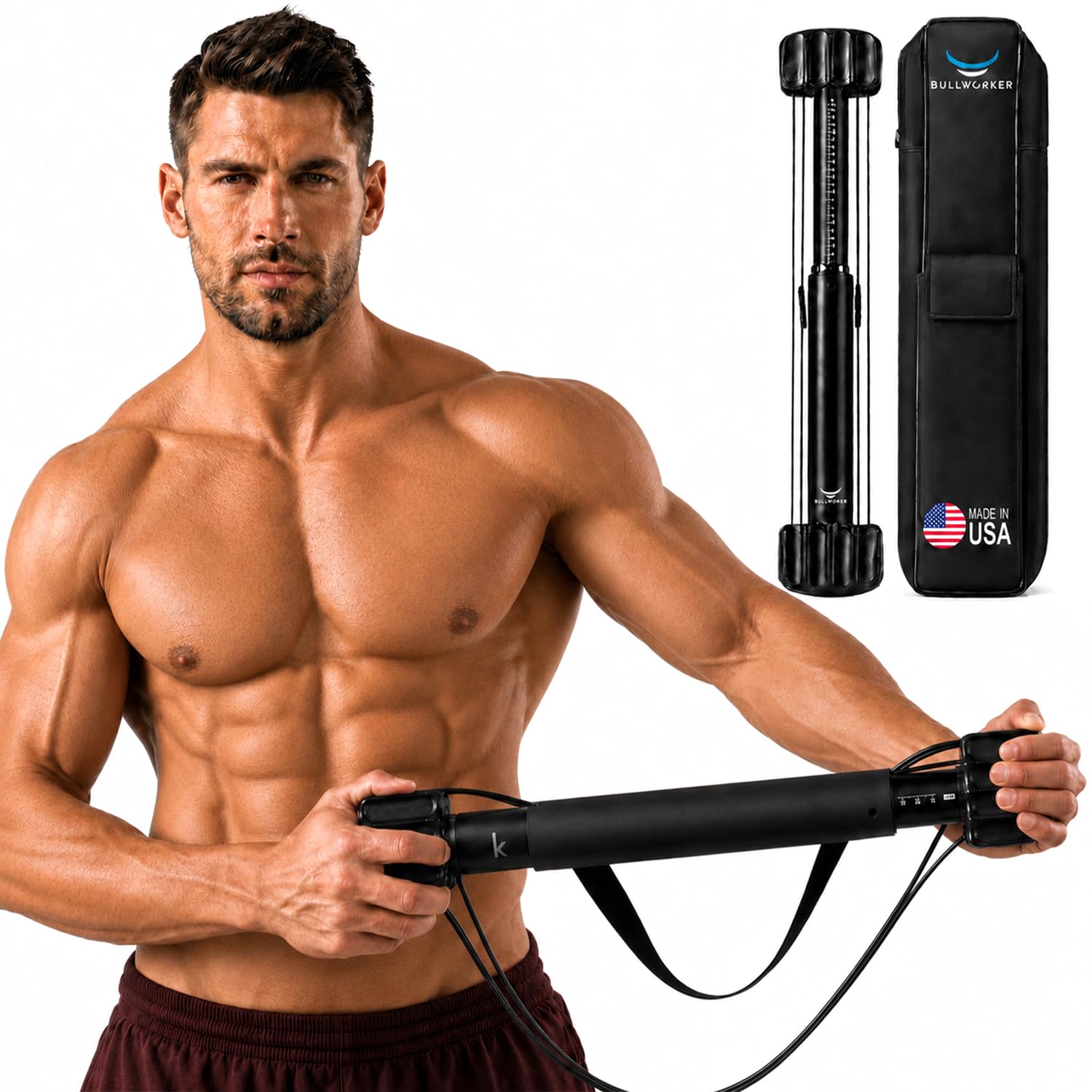 Bullworker X5 Pro 28 Isometric Exercise Equipment, Portable Home Gym Trainer with 0 to 150 lbs Resistance, Upper Body Workout, C