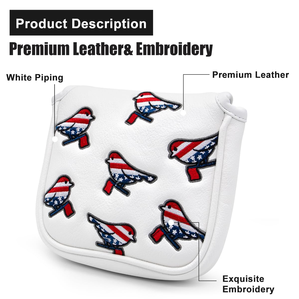Golf Head Covers Driver Cover 3 Wood Headcover Hybrid Head Covers Embroidery Usa American Flag Birdie Design Golf Club Headcover