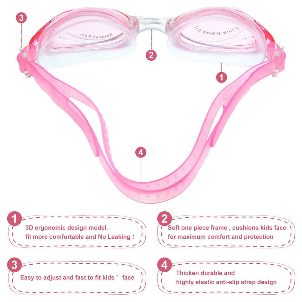 4 Pieces Swim Cap Kids Unicorn Silicone Waterproof Age 2-12 Cute Swim Caps With Goggles For Long And Short Hair Kids Children Bo