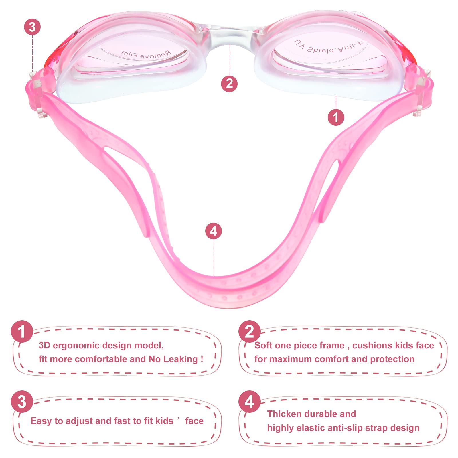 4 Pieces Swim Cap Kids Unicorn Silicone Waterproof Age 2-12 Cute Swim Caps With Goggles For Long And Short Hair Kids Children Bo