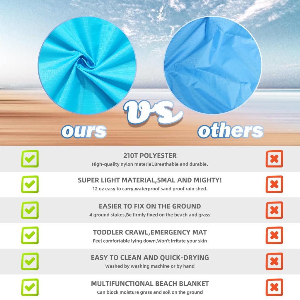 Bydoll Beach Blanket Waterproof Sandproof 10'  9' 1-8 Adults Oversized Lightweight Large Picnic Mat Waterproof Sandproof Blanket