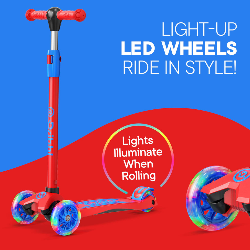 Dribbl 3-Wheel Kids Scooter - Lean-to-Steer Technology, Adjustable Height Handlebar, Anti-Slip Deck, Scooter for Boys & Girls Ag