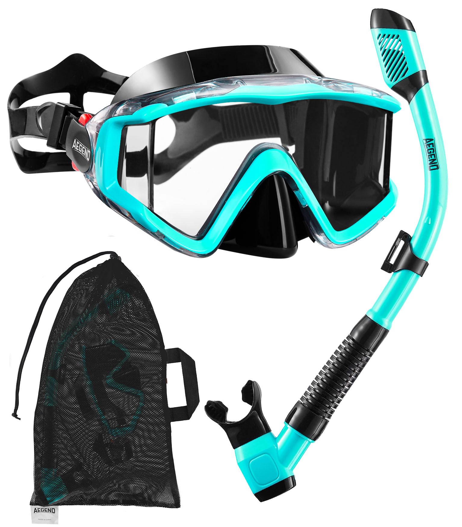 Aegend Snorkeling Gear for Adults, Dry Snorkel Set Panoramic View Enhanced Anti-Leak and Anti-Fog Technology, Adjustable Strap f