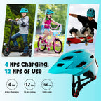 Kids Bike Helmet With Led Display, Size Adjustable Smart Bicycle Helmet With Remote Control, 63 Patterns, 11 Air Vents, For Skat