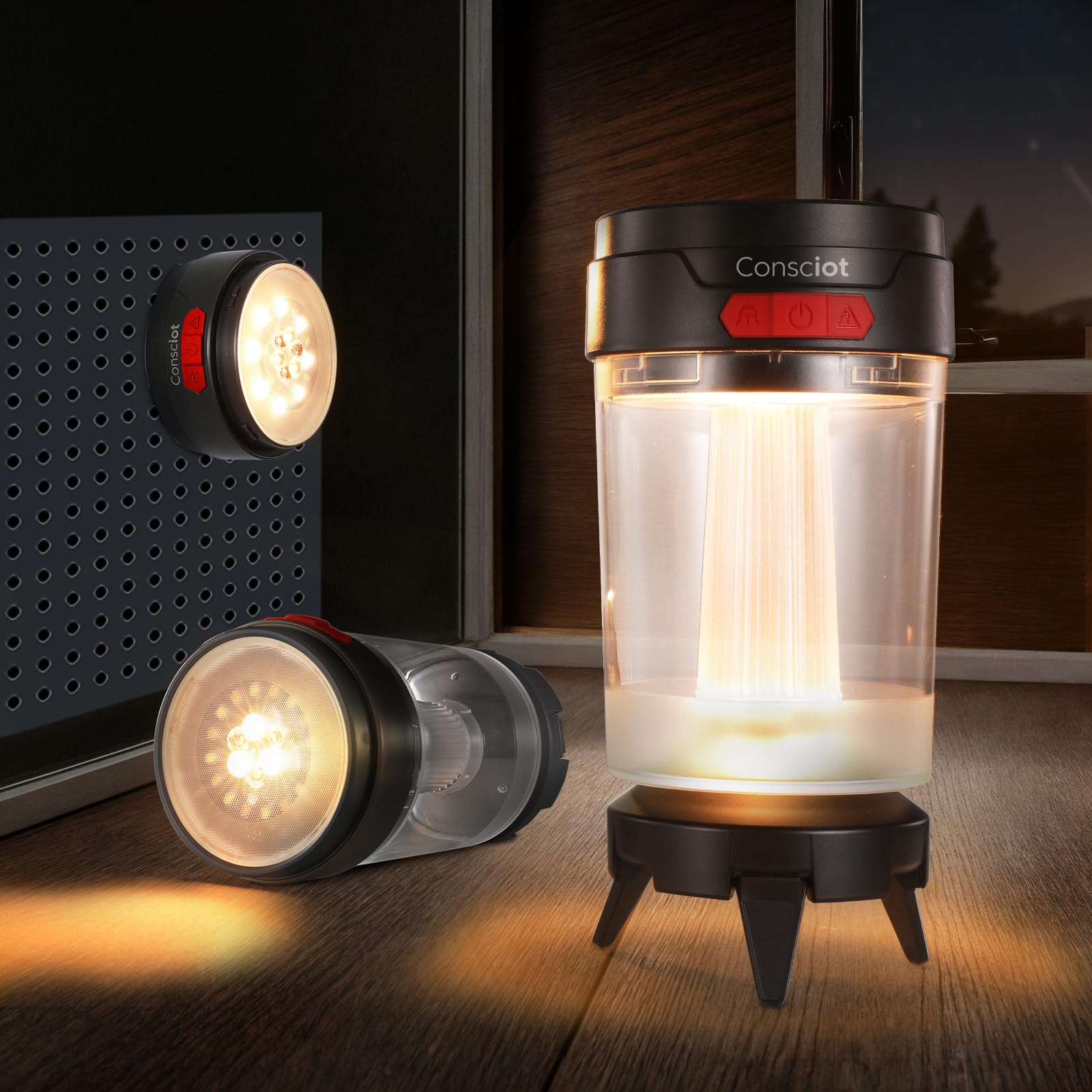 Consciot LED Camping Lantern, USB-C Rechargeable, 5 Light Modes 3 Color Temperatures 4400mAh Battery | Disassembly Free Design &