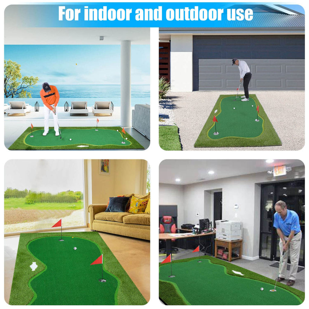 Boburn Golf Putting Green/Mat-5X10Ft Golf Training Mat- Professional Golf Practice Mat- Green Long Challenging Putter For Indoor