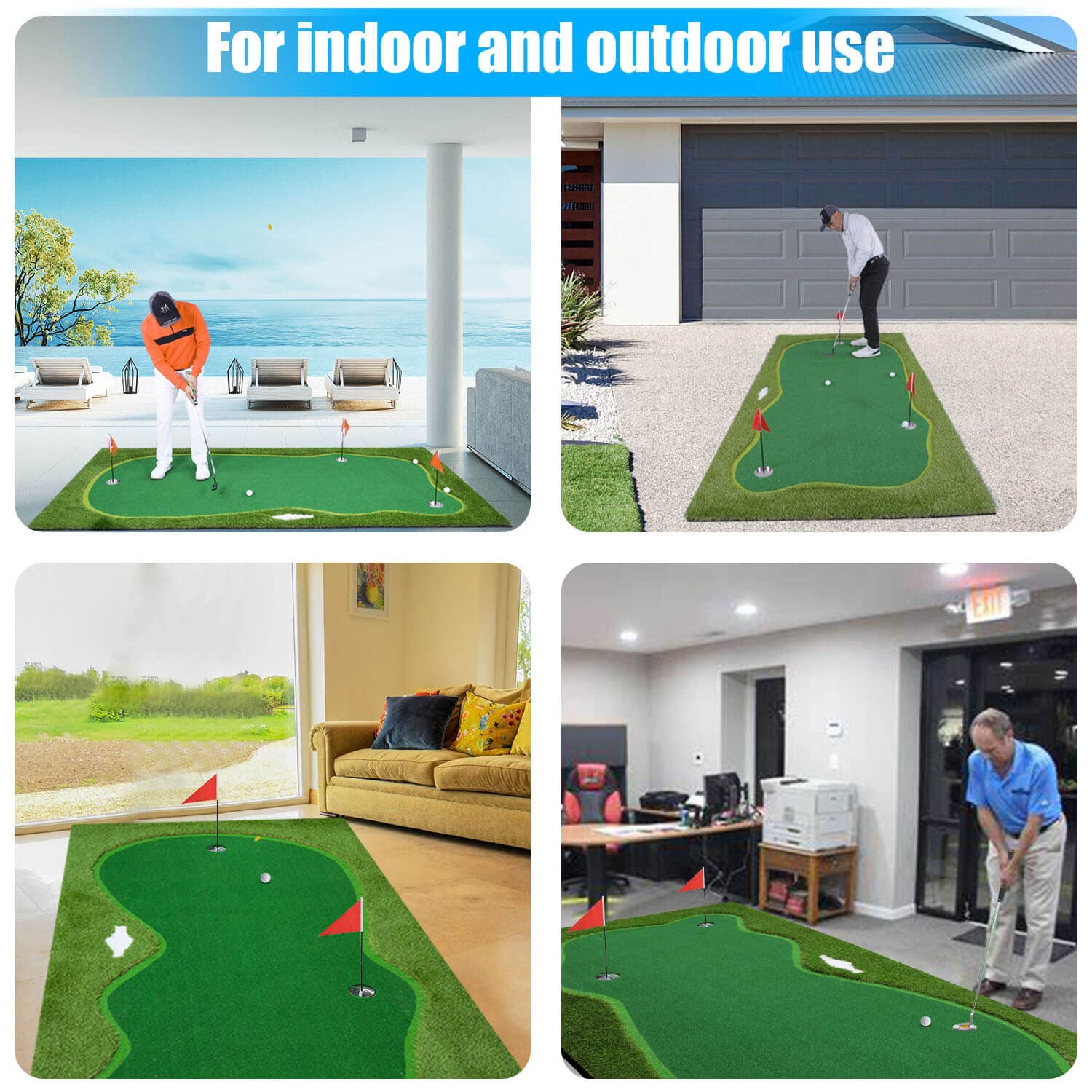 Boburn Golf Putting Green/Mat-5X10Ft Golf Training Mat- Professional Golf Practice Mat- Green Long Challenging Putter For Indoor