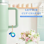 Letter Charm Accessories for Stanley Cup 1 PCS Cute Initial Keychain Handle Charm for Stanley Tumbler for Women Blue Letter O