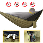 Portable Single Double Nylon High Strength Parachute Hammock Rainfly Set, Camping Hammock With Rain Fly Tarp And Mosquito Net Te