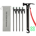 Tent Stakes Heavy Duty & Hammer Set,With 12In Tent Stake Remover +10 In Steel Tent Pegs+Storage Bag +Fluorescent Rubber Circle F
