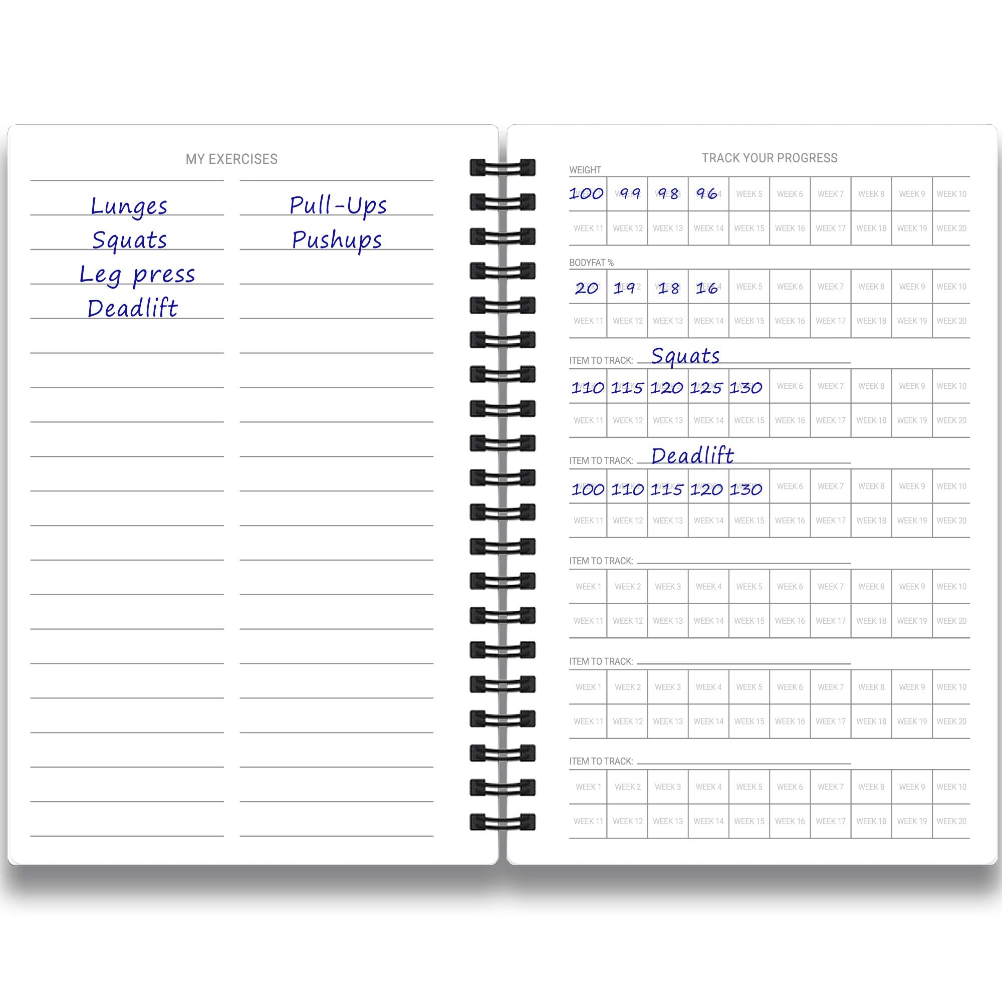 Fitness Journal & Workout Planner - Designed By Experts Gym Notebook, Workout Tracker, Exercise Log Book For Men Women - Blue