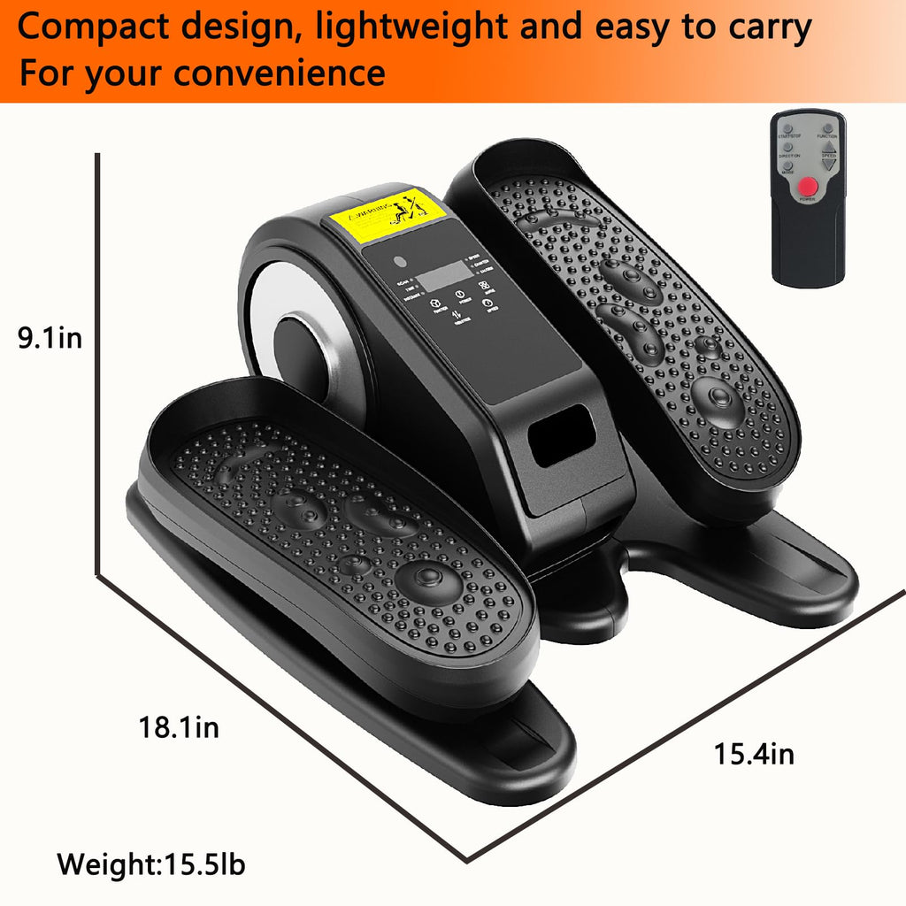 Dqgm Motorized Under Desk Elliptical Pedal Exerciser - Compact Seated Leg & Foot Trainer With Remote Control - Quiet Electric Ex