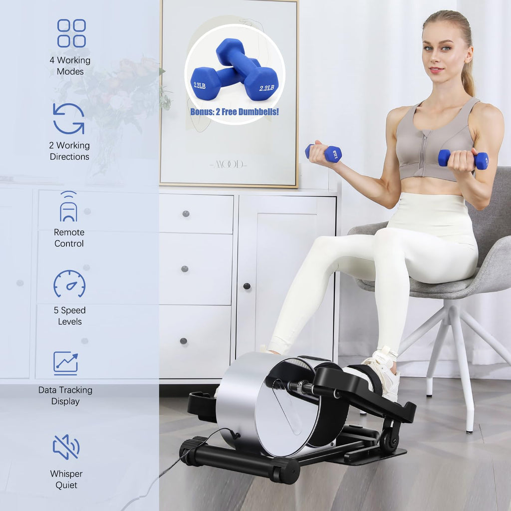 Under Desk Elliptical Portable And Quiet Leg Exerciser While Sitting For Seniors With Remote And App Control, Lcd Display, Elect