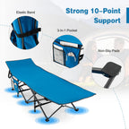 Gymax Camping Cot, 600 Lbs Heavy Duty Sleeping Cot W/Ergonomic Incline Design, 3-In-1 Pocket, Carry Bag, Folding Cot For Adults