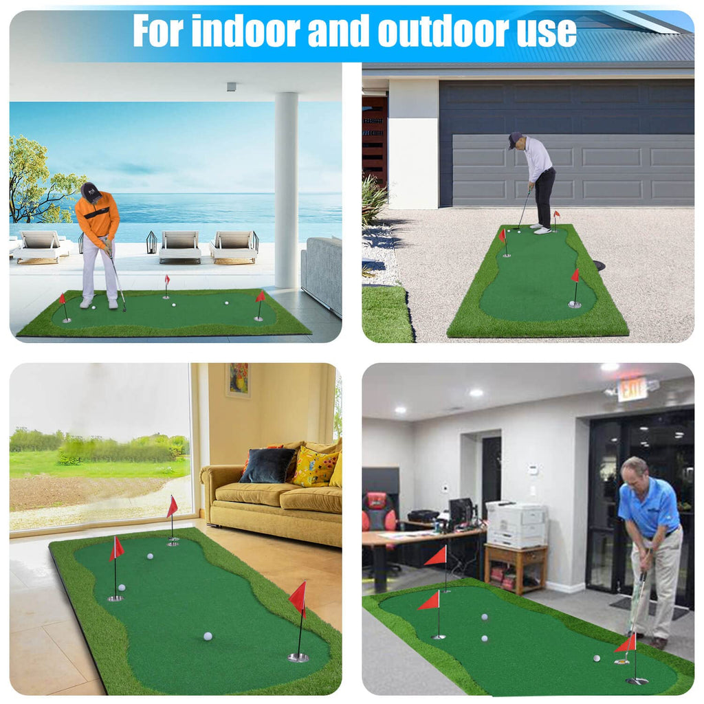 Boburacn Golf Putting Green/Mat-Golf Training Mat- Professional Golf Practice Mat- Green Long Challenging Putter For Indoor/Outd
