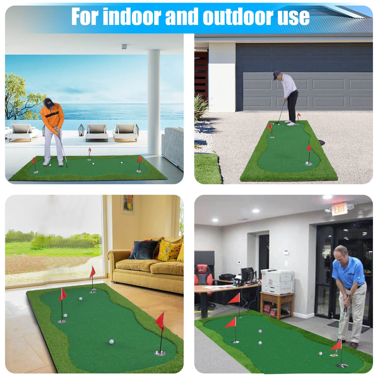 Boburacn Golf Putting Green/Mat-Golf Training Mat- Professional Golf Practice Mat- Green Long Challenging Putter For Indoor/Outd