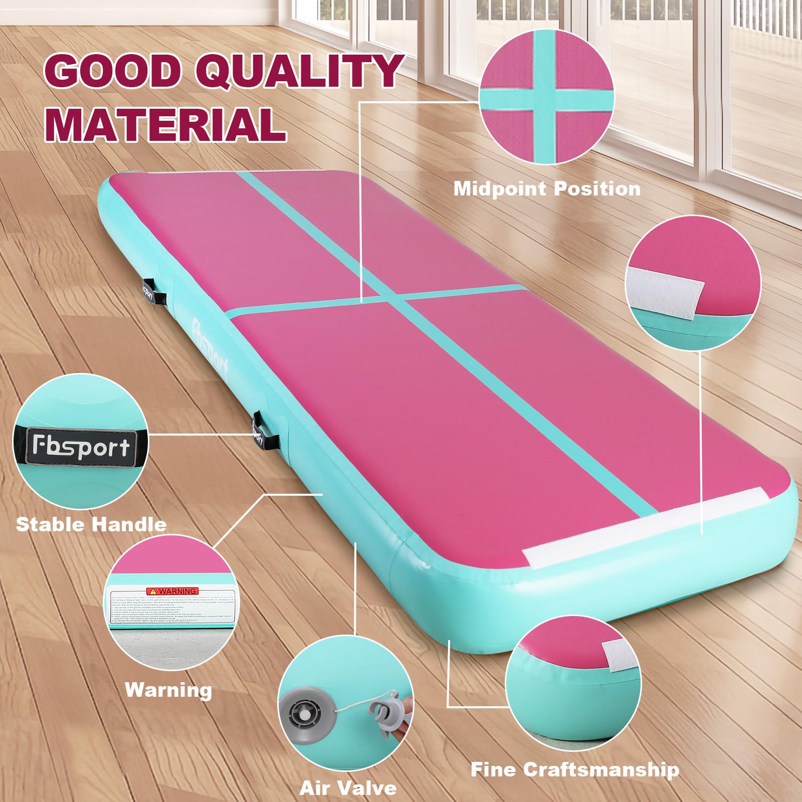 Fbsport 16.4Ft Inflatable Air Gymnastics Mat Training Mats 4 Inches Thickness Gymnastics Tracks For Home Use/Training/Cheerleadi