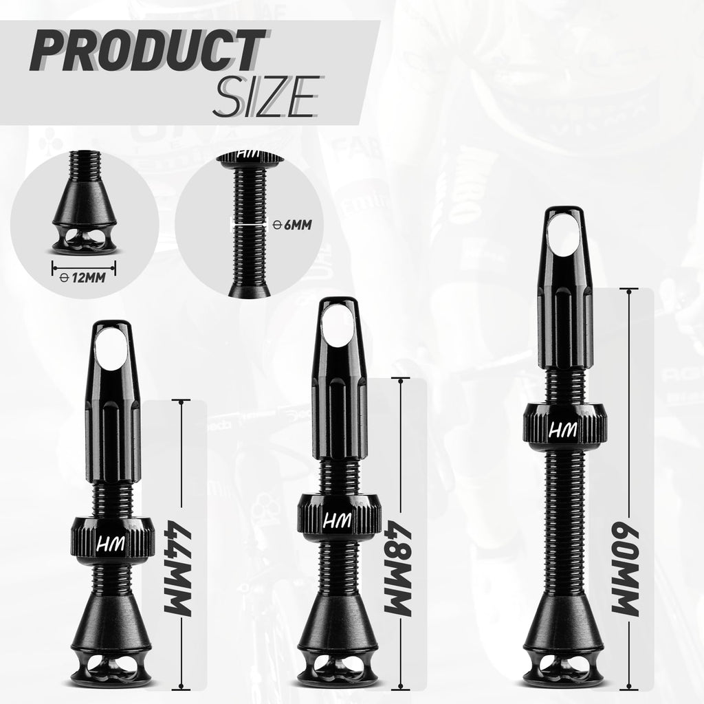 Hakula Matata Tubeless Presta Valve Stem 60 Mm, Super Light Alloy Tubeless Tire Valve Stems With Caps Integrated Core Removal To