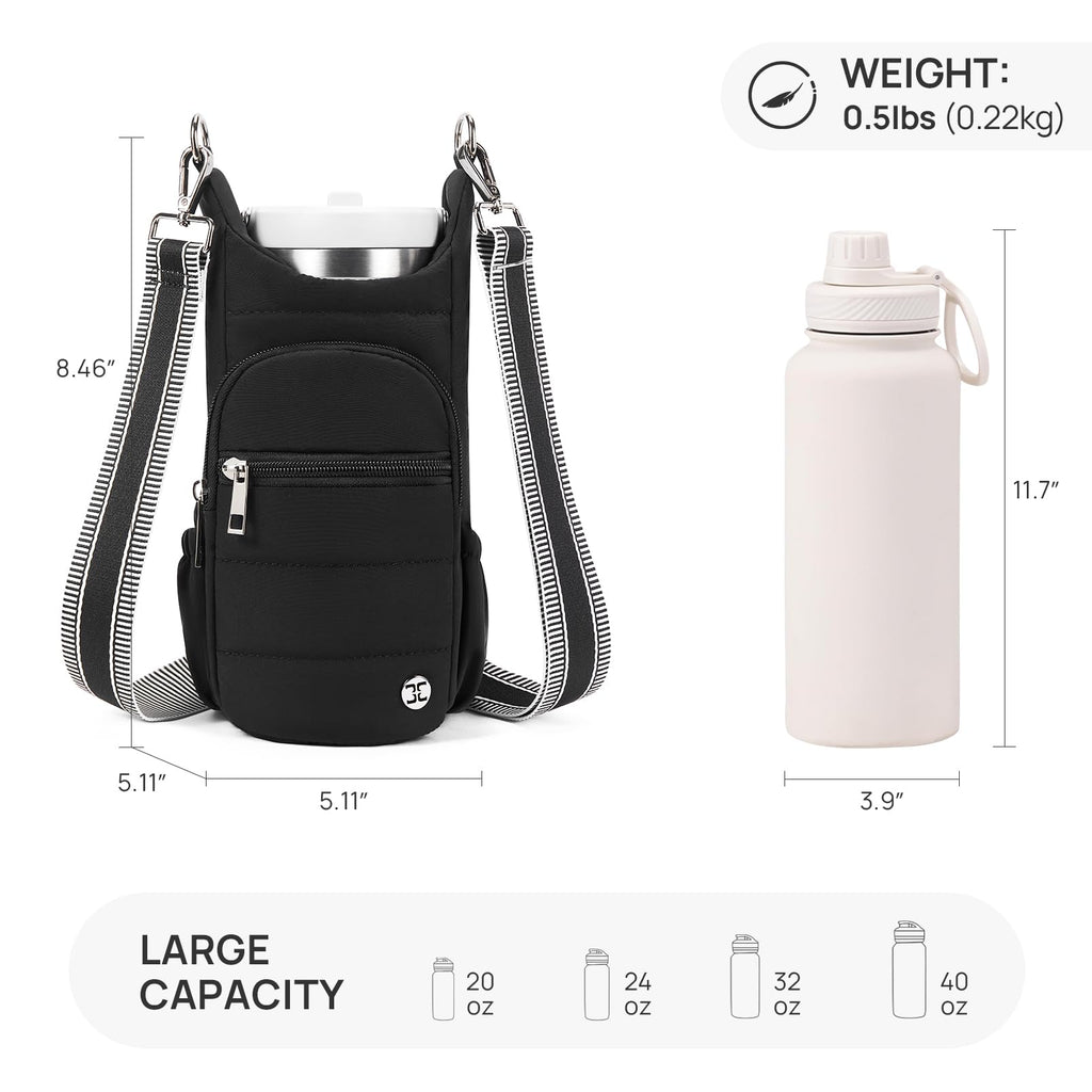 Telena Water Bottle Holder With Strap Crossbody Bags For Women For Walking, Hiking, Cycling Black