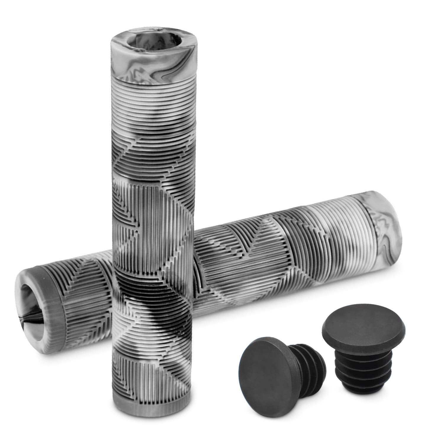 Marque MTB BMX Handlebar Grips - Flangeless Bicycle Grips for Flat Straight Bars Like BMX, MTB, Scooter; 140 MM of Non-Slip Grip