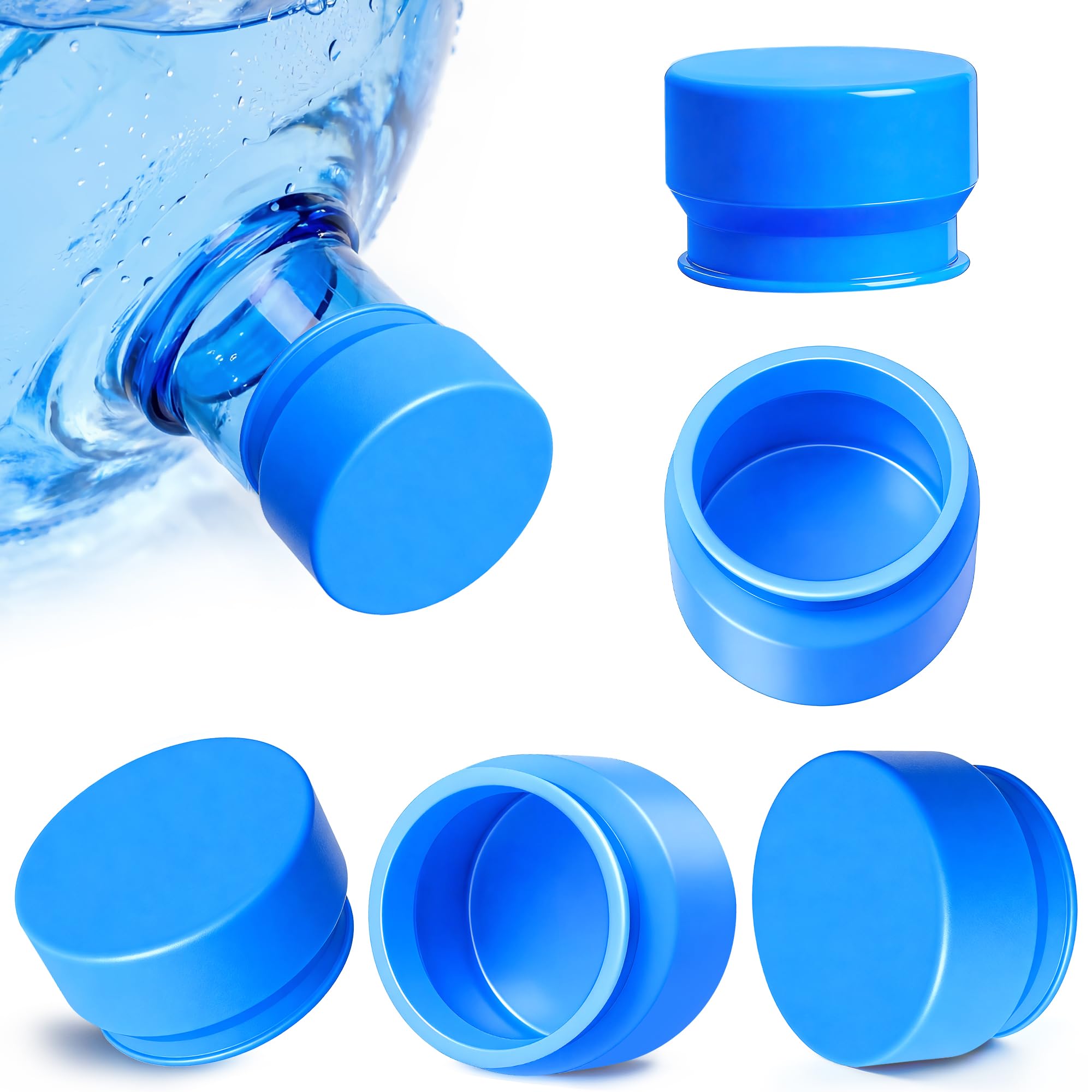 Gofriipai Upgraded 3 and 5 Gallon Water Jug Cap, Silicone Reusable Replacement Cap, No Spill 5 Gallon Water Jug Lid Fits 55mm Bo