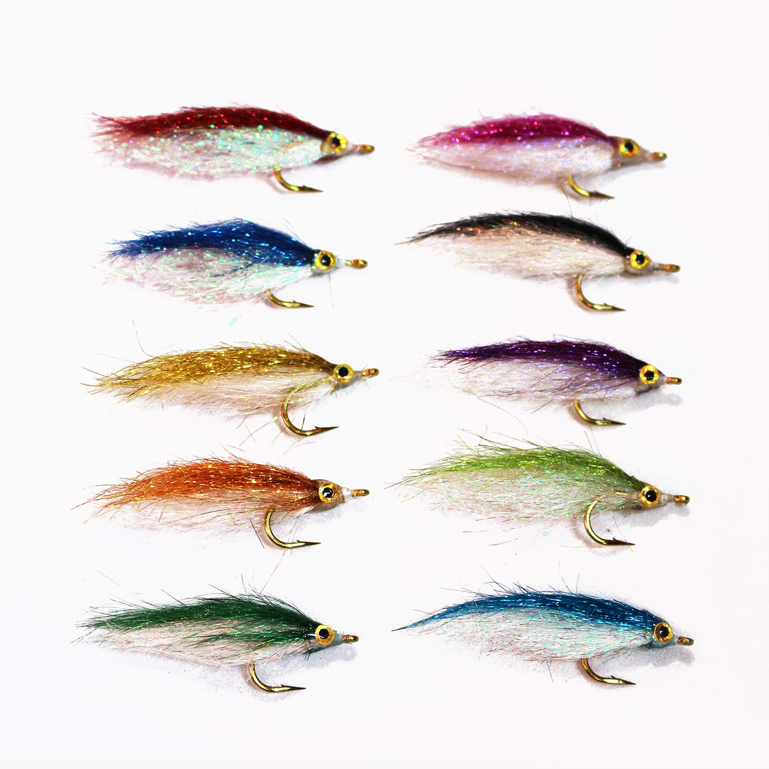 Tigofly 10 Pcs Ice Dub Uv Polar Fry Slowly Sinking Salmon Trout Steelhead Minnow Fly Fishing Flies Lures Set-Size 8