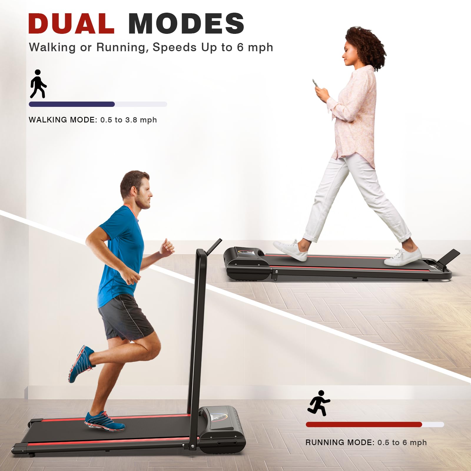Walking Pad,Max 2.5 Hp Portable Under Desk Treadmill,265Lbs Capacity Installation-Free Small Treadmills For Home & Office,Remote