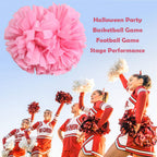 Hooshing 2Pcs Pink Pom Poms Cheerleading With Baton Handle For Team Sports Spirit Dance Party Kids Adults