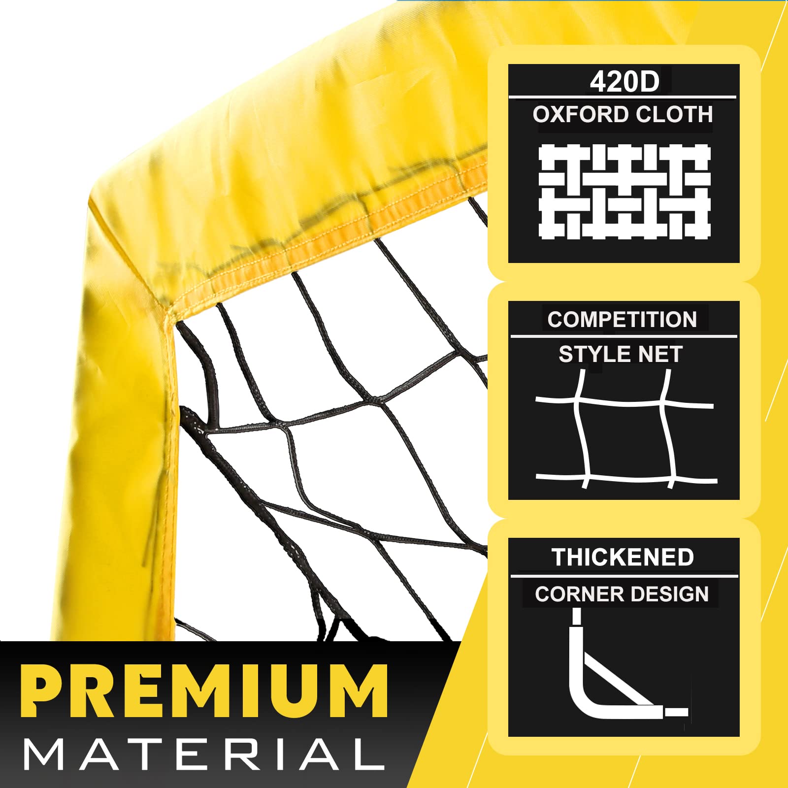 Runbow 6X4 Ft Portable Kids Soccer Goal For Backyard Practice Soccer Net With Carry Bag (6X4 Ft, Yellow, 1 Pack)