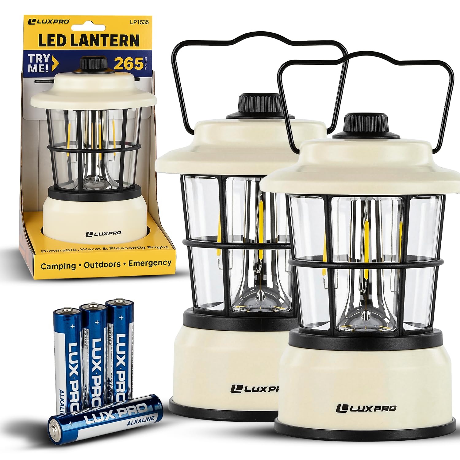 LUXPRO Retro LED Lantern - Battery-Powered Emergency Lantern - Water Resistant - Bright LED Lamp for Indoor & Outdoor Use - Use 