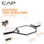 Cap Barbell Olympic Hex / Trap /Shrug /Deadlift Bar With Combo Grips, Black - New Version (Obis-89Hb)