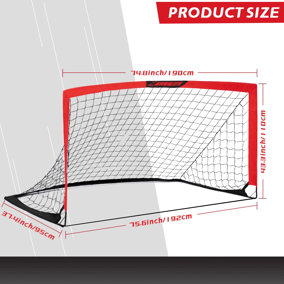 L Runnzer Portable Soccer Goals, Kids Soccer Nets For Backyard For Training & Practice, Soccer Net For Kids With Carry Bag, 2 Se