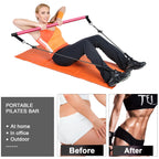 Bbtops Pilates Bar Kit With Resistance Bands(4 X Bands),3-Section Pilates Bar With Stackable Bands Workout Equipment For Legs,Hi