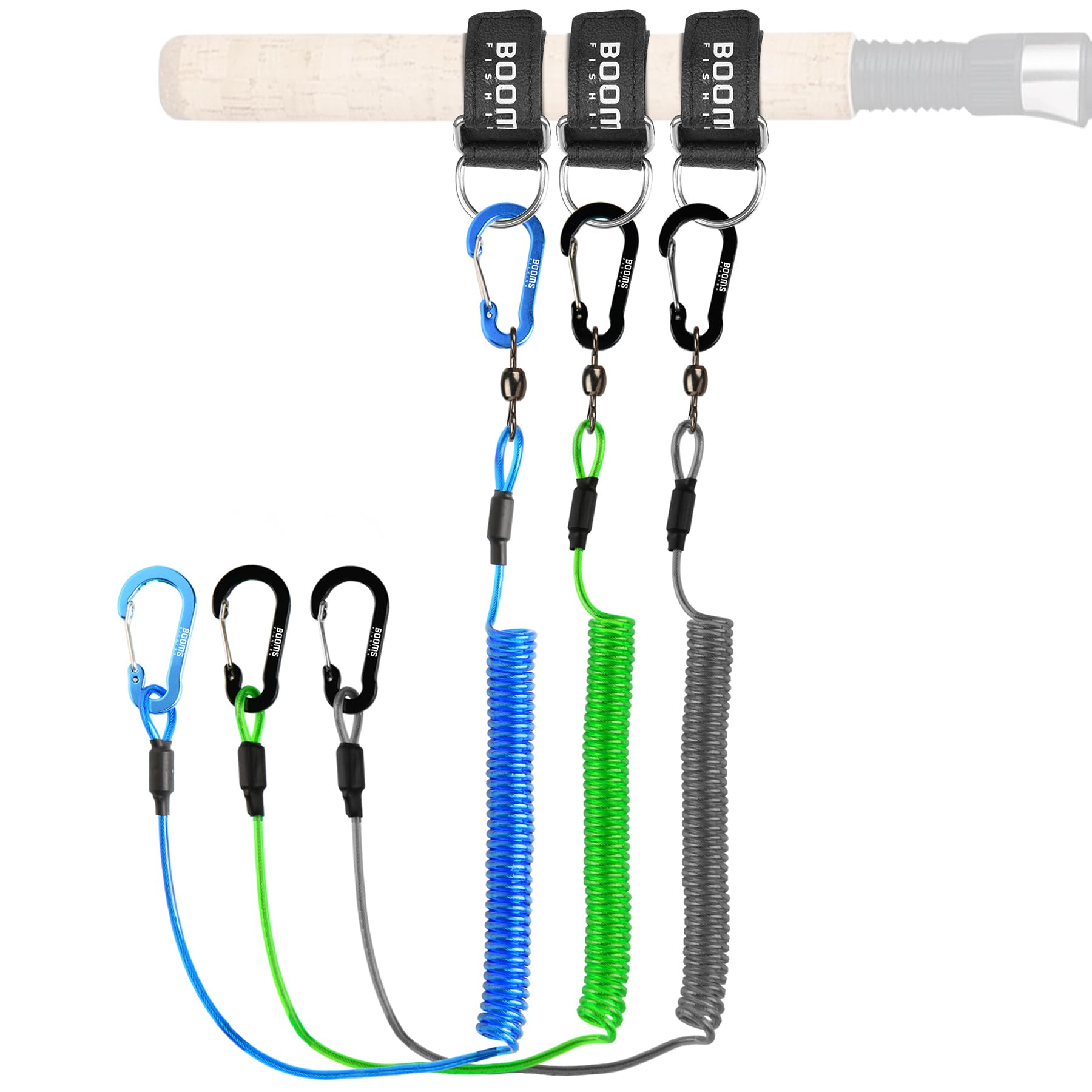 Booms Fishing T02 Fishing Pole Tether With 7.1'' Belt, Kayak Paddle Leash, Paddle Board Fishing Accessories, Heavy Duty Fishing