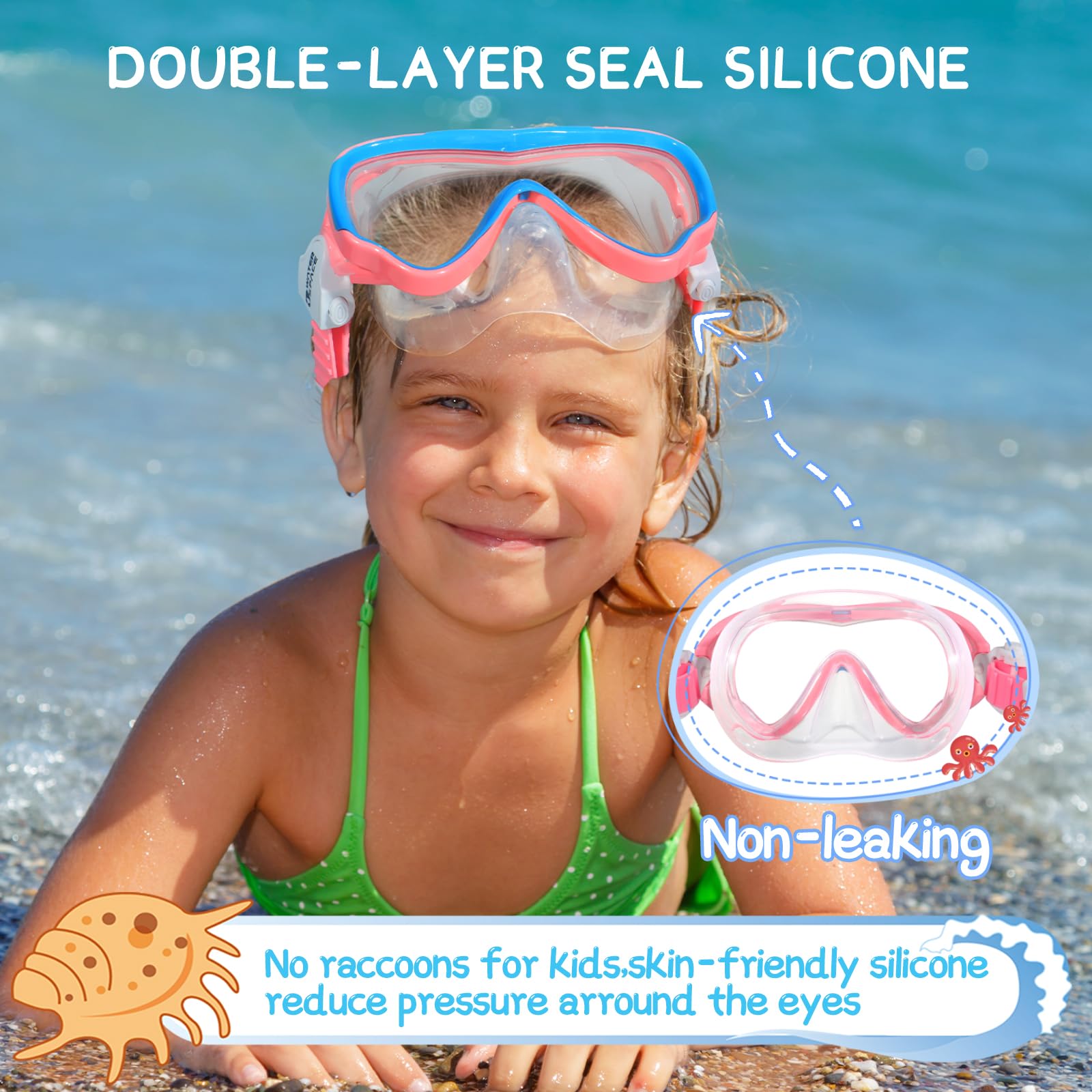 Water Space Kids Swimming Goggles Swim Googles For Kids Toddler Girls Boys Youth 6-14 3-6 4-7, Swimming Goggles With Nose Cover