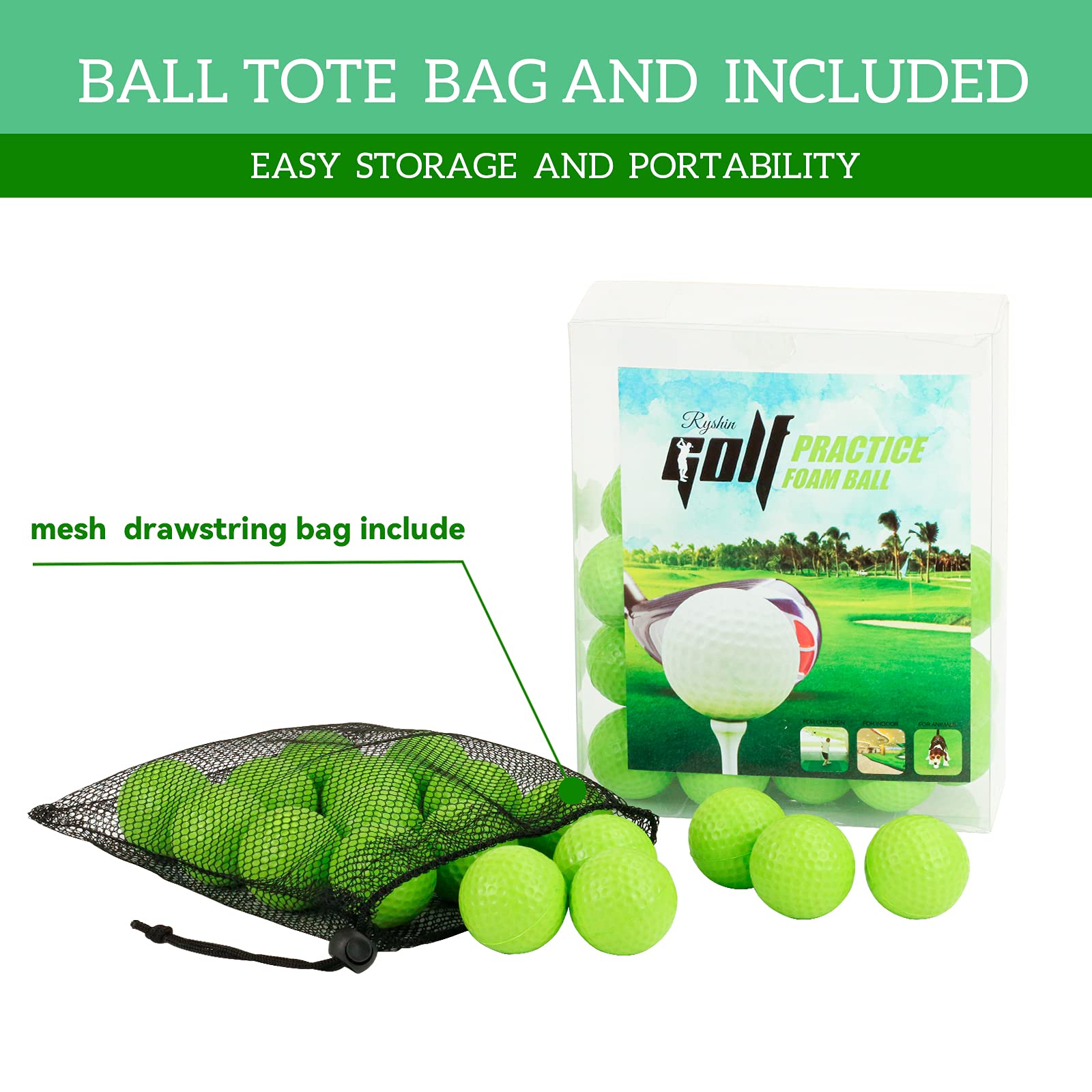 Reyshin 50 Packs Foam Golf Practice Balls - Realistic Feel And Long Lasting Limited Flight - Soft For Indoor Or Outdoor Training